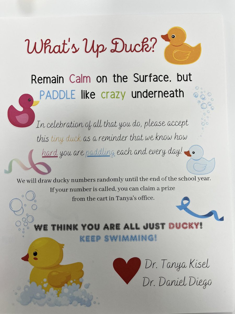 DrTanya_Kisel's tweet photo. Bringing in some joy for all @COA_middle staff as we are “swimming / paddling” to the end of the school year! Just 19 days left to make a difference and every day counts! 
@GCC_Charters https://t.co/CSG93Dsj3H