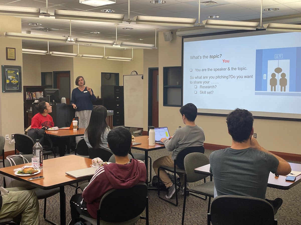 Learning how to discuss yourself in 30 seconds?  The "Elevator Pitch" workshop is underway!  #UMD_DCPC2023