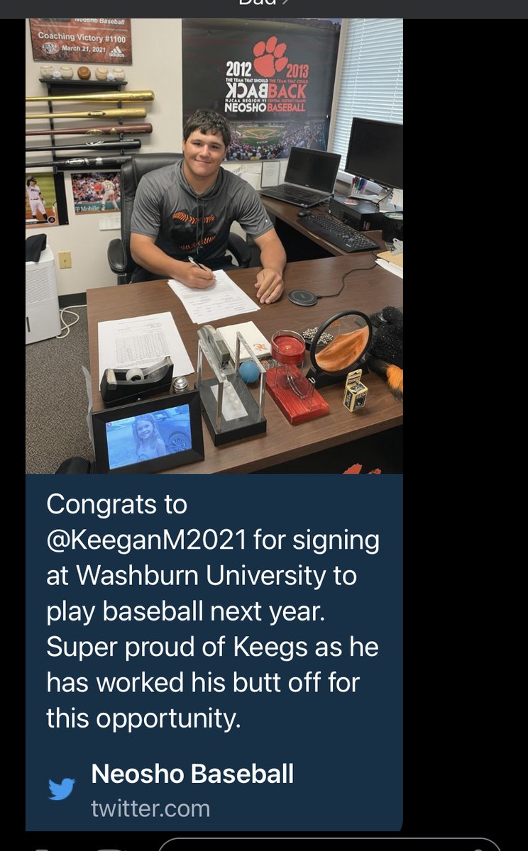 CCCHS_Tigers's tweet photo. CCCHS alum Keegan McDonald signing with Washburn after a great season at Neosho CC. Hard work pays off! Way to go Keegan! https://t.co/5w4KGyumn8