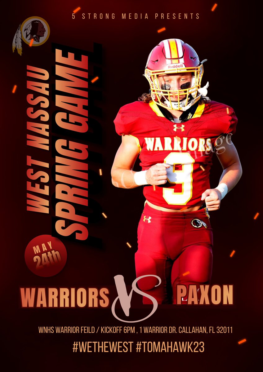 Coach Brian Butler WNHS (@coachbutler_wn) on Twitter photo The <a href="/WNHSwarriorFB/">WNHSfootball</a> Spring Game vs Paxon is set!
We’d. Night - May 24th, 2023 6pm
WNHS Warrior Field
#WeTheWest #Tomahawk23 The <a href="/WNHSwarriorFB/">WNHSfootball</a> Spring Game vs Paxon is set!
We’d. Night - May 24th, 2023 6pm
WNHS Warrior Field
#WeTheWest #Tomahawk23