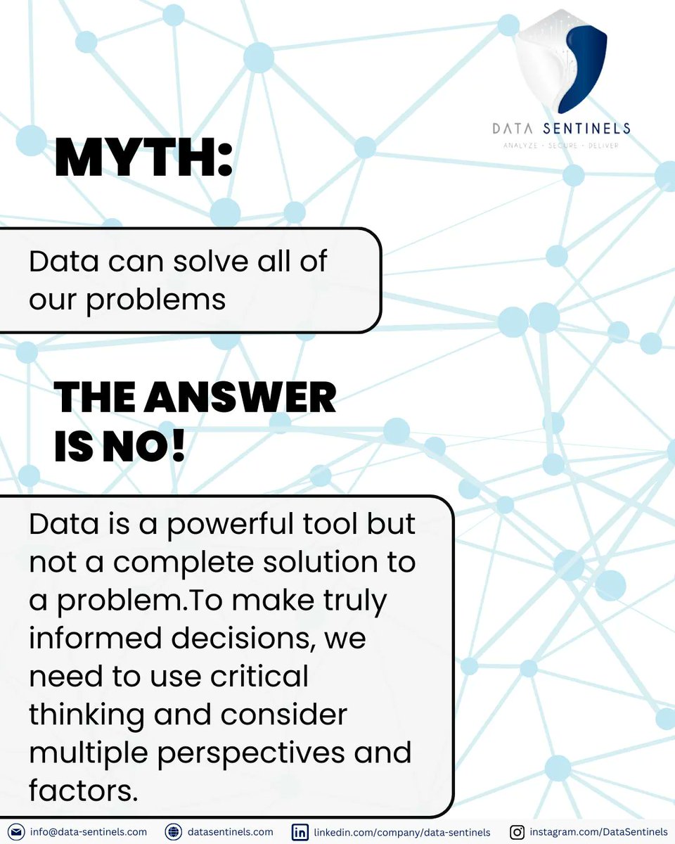 nono_bossB's tweet image. Without careful analysis and interpretation, data can mislead us or even make things worse. Let&apos;s use data wisely, but also remember to bring our critical thinking skills and human judgment to the table.

#DataMyth #CriticalThinking #DataAnalysis