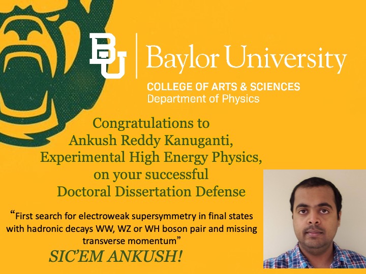 Congratulations to Ankush Reddy Kanuganti on his successful doctoral dissertation defense on April 25, 2023.