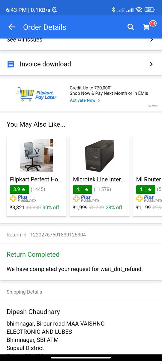 dpace9's tweet photo. @flipkartsupport where is my refund and what is this "wait_dnt_refund"? https://t.co/VIpFEvAE5S