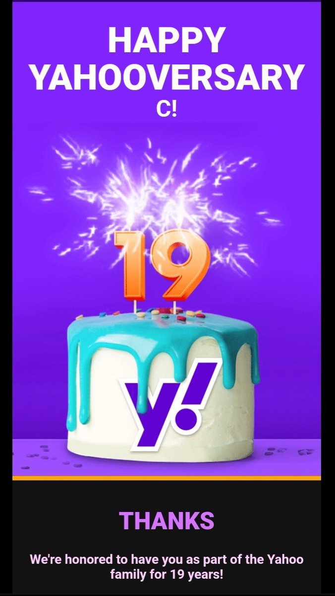 Miz_Cd's tweet photo. Wow, 19 yrs with the same @yahoomail address 🤯📧 pretty cool #Yahoo https://t.co/Ylplqdtbk4