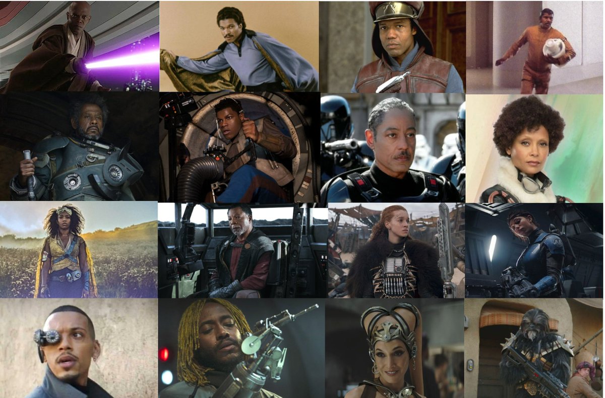 VyceVictus's tweet photo. Black people in #Starwars
Black War Jesus
Governor SuperFly
Captain Bussagun
IceCream CryptoBro
Guerilla Frederick Douglass
Finn-187
Gus w/ Lasers
SpaceHorse girl
SpaceCreed
Mixed-RaceWar Hero
Thandie Neutron
Beige Panther
Mandem Innit
Dr Feelgood
Flashdancehall Queen
Cris Santos https://t.co/2EsipopDYq