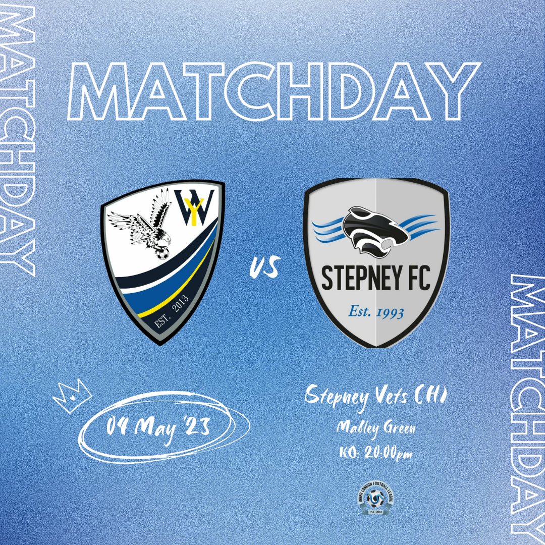 MATCHDAY 🔵

#matchday7 #WPGSTV
Wapping Vets 🔵
🤝 Stepney Vets (H)
🏟 Mabley Green
📆 04/05 - KO: 20:00pm
📊 ILFL TVL18 - Divison 2

#WFC #WAPPINGFAMILY #UPTHEBLUES