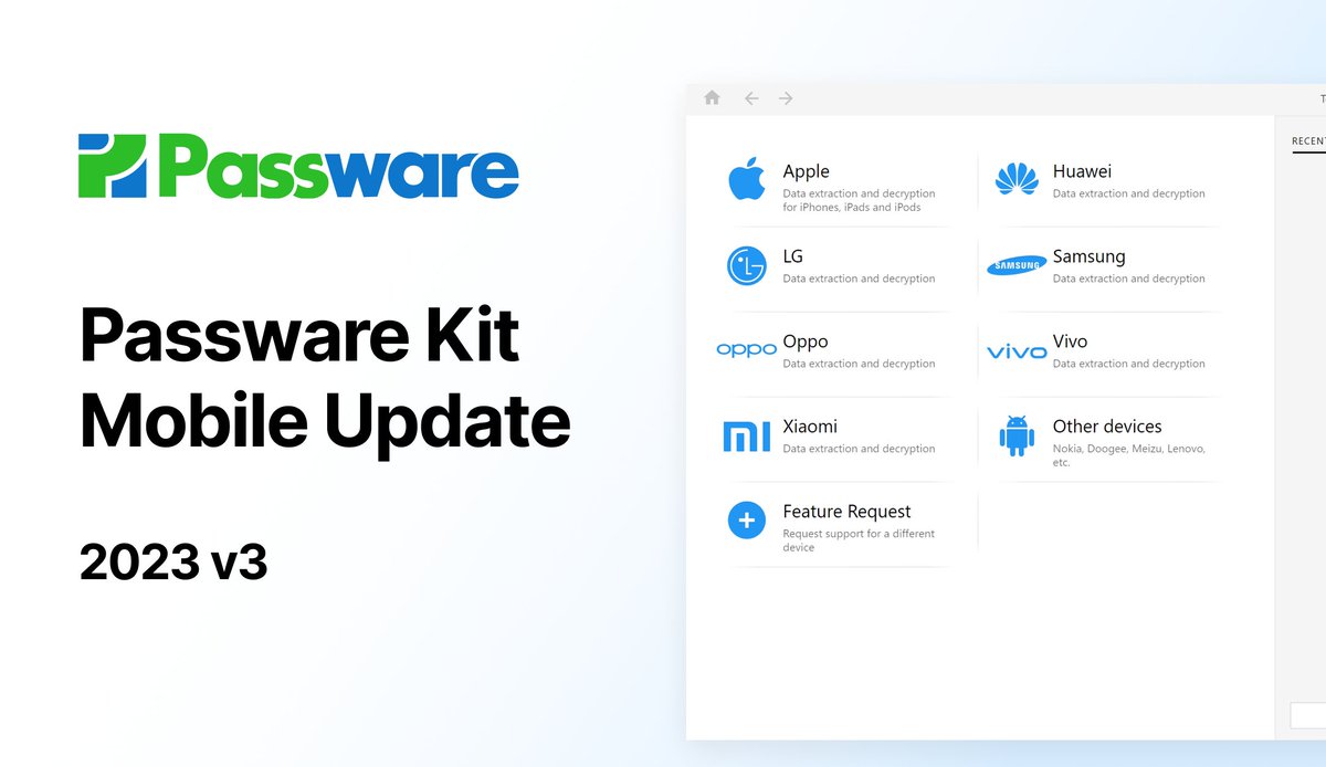 passware's tweet image. 💥 Introducing Passware Kit Mobile 2023 v3! 📱🚀 Lightning-fast GPU-accelerated password recovery for 180+ new mobile devices, including Oppo, Vivo, Xiaomi, and LG 🔎 Detection of PIN, password, or pattern for the recent Android versions bit.ly/pkm2023v3 #DFIR