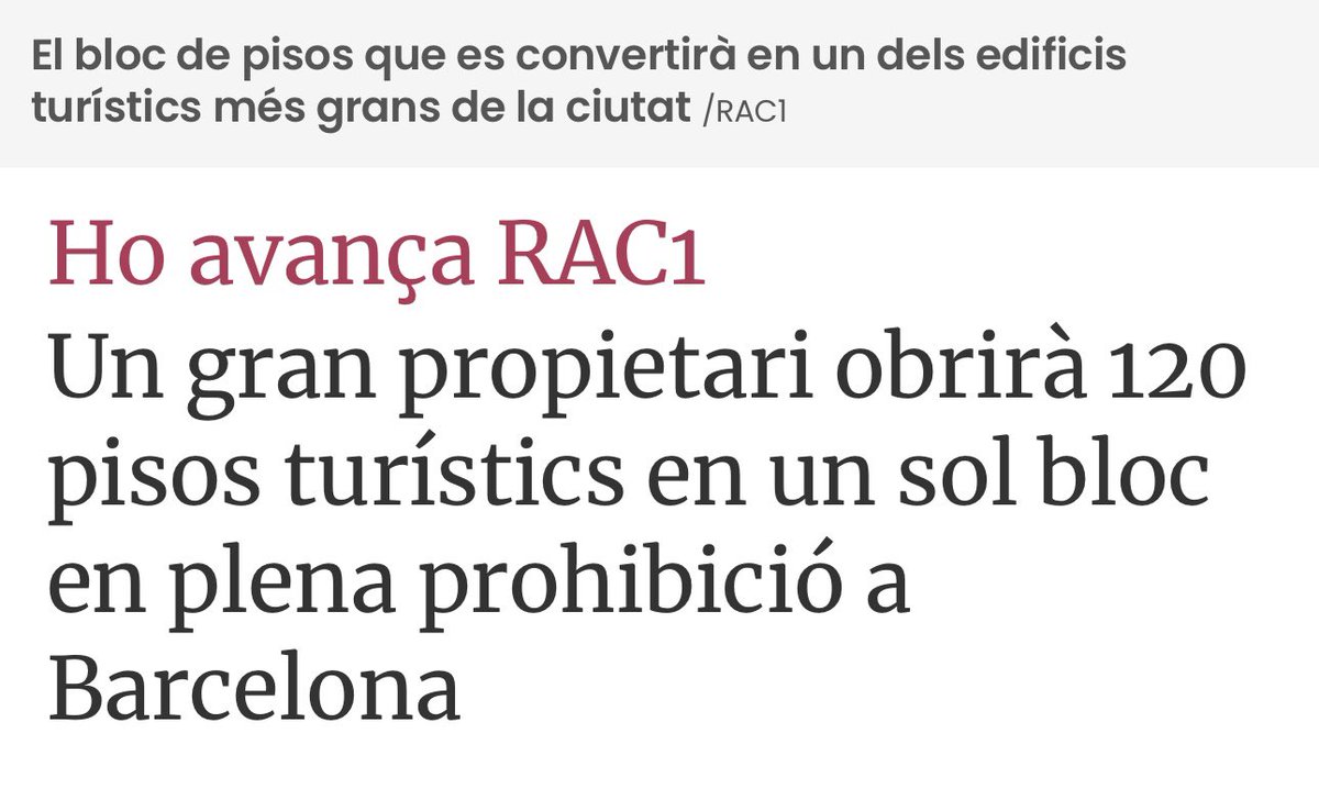 fakesencomu's tweet photo. (3) I quines conseqüències té aquesta pífia per la ciutat de Barcelona? 

👉 Un privat aprofita la suspensió del PEUAT per aconseguir 120 llicències d’ús turístic a l’Eixample, al Carrer Tarragona. https://t.co/UAQ4TsEnVn