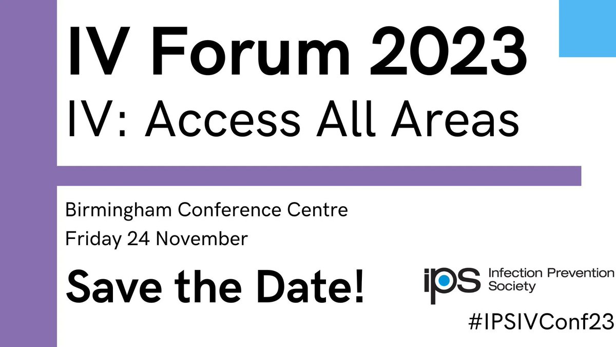 Registration for the 2023 IPS IV Forum Conference is FREE for IPS members. View full details of this event at buff.ly/3np6m0O

#IPC #InfectionPrevention #IPSEvents #IPSIVConf23