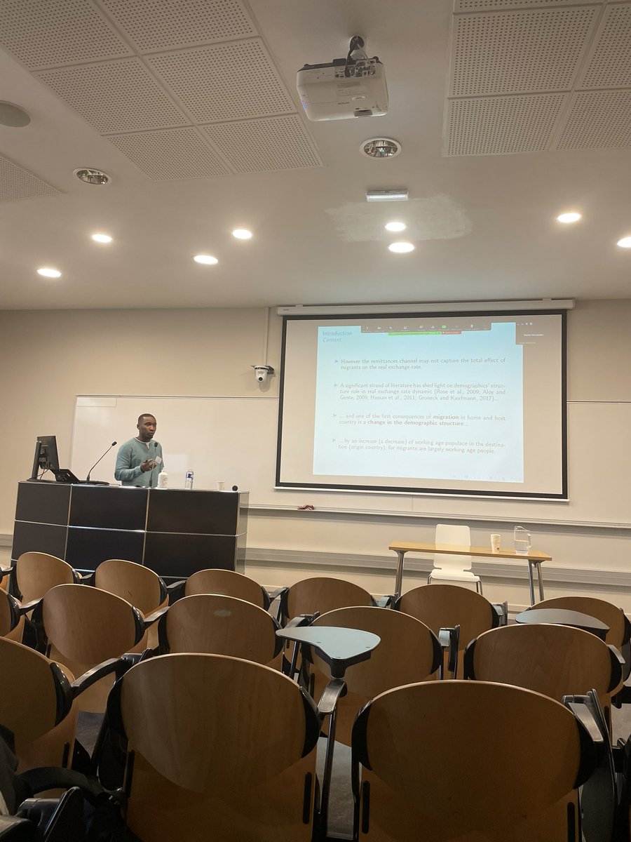 6th session of the day: Migration &amp; Blockchain
Morel Tien (@EconomixU) on « Migration and Real exchange rate: new insights »
Reviewer: Jamel Trabelsi (BETA)