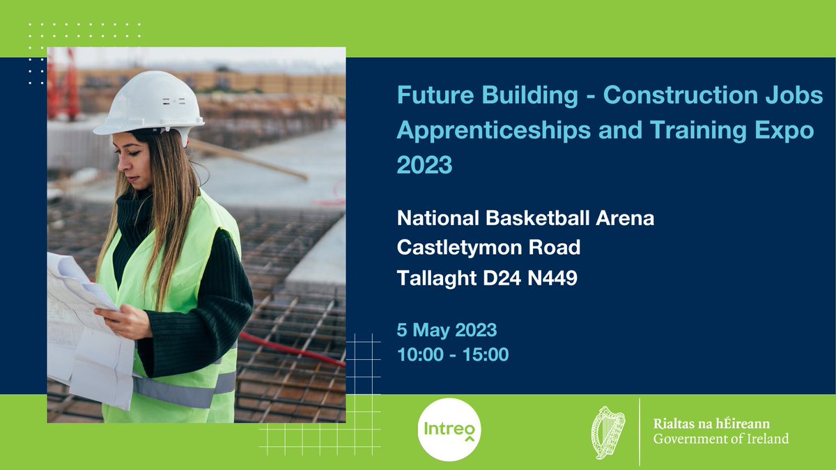 Join us tomorrow for our Construction Jobs, Apprenticeships and Training Expo 2023
Register now on eventbrite.ie/e/intreo-const…
#WorkWithIntreo #HousingforAll #FutureBuilding