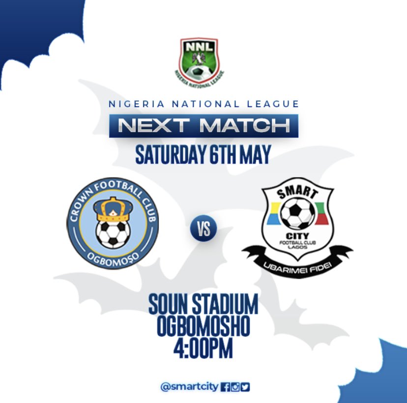 All road leads to Ogbomosho for Match Day 7

🗓: Saturday 6th of May 2023 
🏟:  Soun Stadium, Ogbomosho 
⏰: 4pm

🔵🟡

 #UberrimaFides  #BATBOYS #NNL