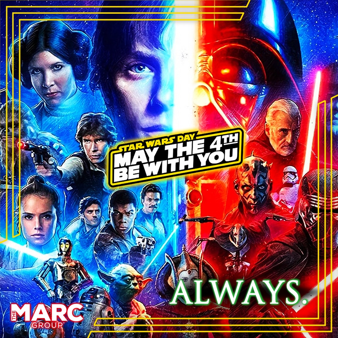 MARC_ChrisH's tweet photo. Happy #StarWarsDay everyone! May the 4th be with you, always.
#MayThe4thBeWithYou #TheMARCGroup #StarWars https://t.co/L7zEGvZU1i