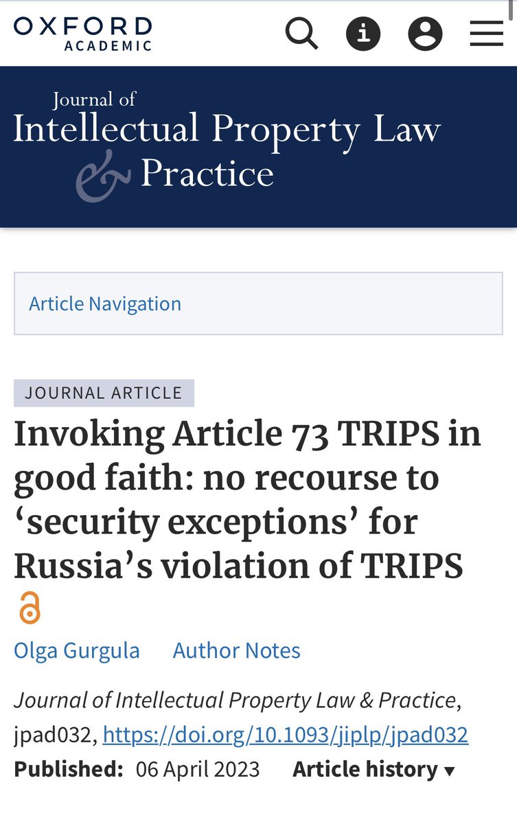 OlgaGurgula's tweet photo. By unlawfully invading #Ukraine #russia violated #internationallaw. This includes its IP measures:
(i) changes to compulsory licensing &
(ii) a blank #IPwaiver.
This violates #TRIPS & russia cannot benefit from #securityexceptions under #Article73.
https://t.co/UB49u3ofFi https://t.co/wBQiP6kndl