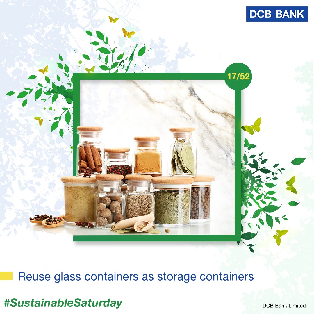 DCBBank's tweet photo. Using glass containers reduces waste and the need for single-use plastic containers, which can take hundreds of years to break down in landfills and harm the environment. Glass containers are durable.
#SustainableSaturday #EcoFriendly #sustainable #csrdcbbank #dcbsocial #DCBBank https://t.co/mRJ6HX2gfM