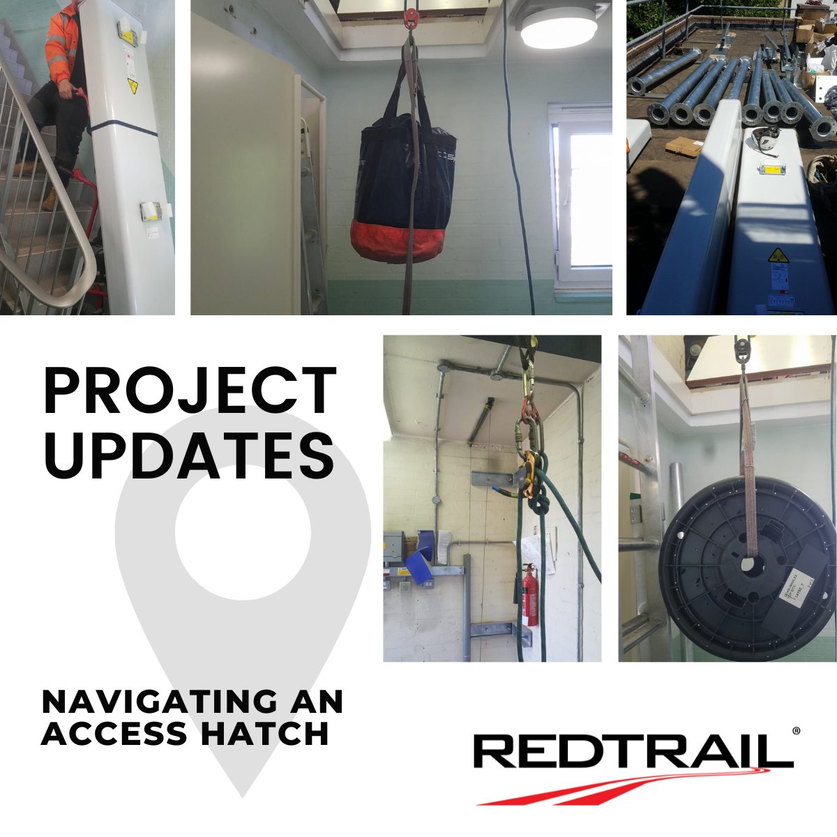 RedtrailL's tweet image. Our accurate scopes of works, physical surveys, planning, recording, and timelines are crucial for your operations. 

See our team use our #stairwalker and rope and pulley system to successfully haul a number of different items of equipment through an #accesshatch! 📍

#delivery