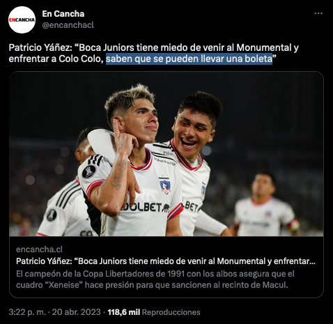 ¿Como dice que dijo Patito? Hace un mes atrás dijo que Boca tenia susto