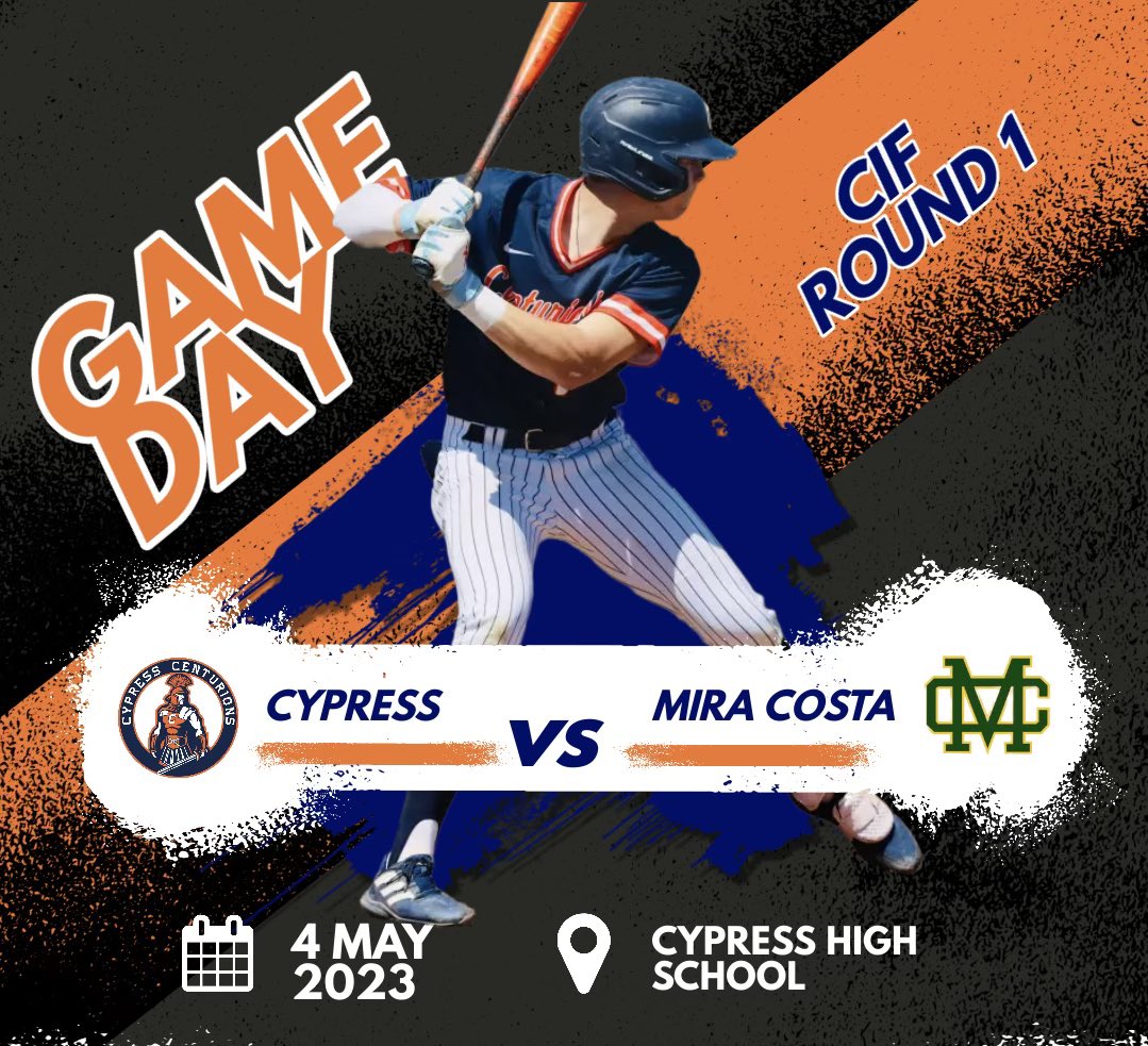 J2W3NTY3's tweet photo. PLAYOFFS! (Herm Edwards Voice) Let the Quest for #4 Begin! @CypCentBaseball take on MiraCosta Mustangs at Home, 3:15pm
Come one, come all Centurions. The grille will be rolling! π¨ #CenturionPride #OneMore4More @jweb31 @AdamWilk58 @Coach_CC12 @SteveFryer @latsondheimer https://t.co/nBWAIrxDsX