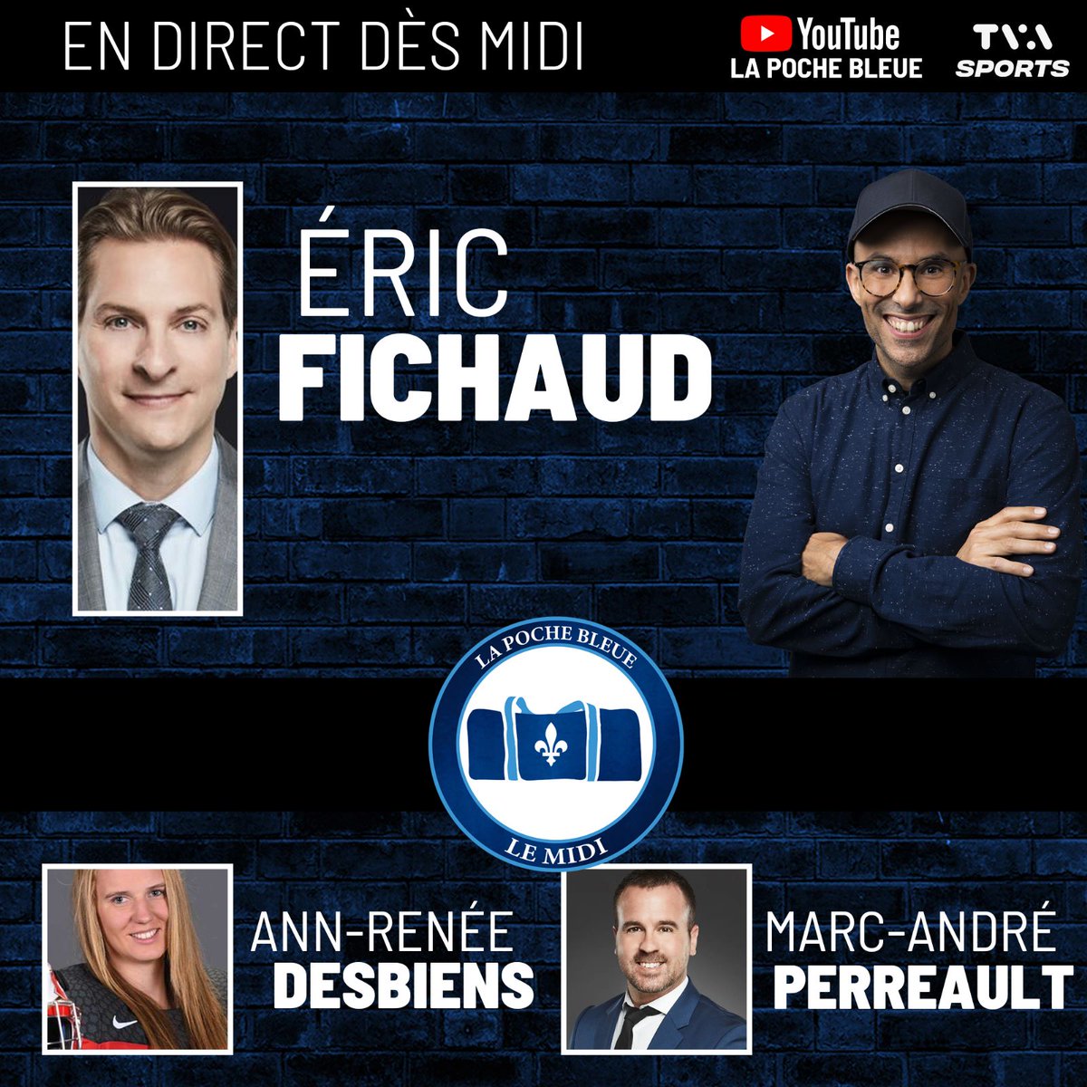 👋 Bon jeudi la gang! Soyez des nôtres dès midi! ✅

En compagnie de <a href="/stephgonzz/">Stephane Gonzalez</a> et ses collaborateurs, <a href="/EricFichaud/">Éric Fichaud</a>, @adesbiens30 et <a href="/MA_PerreaultTVA/">Marc-André Perreault</a>, on poursuit notre couverture des séries de la LNH! 🚨 🏒

À tantôt! 😎

➡️ <a href="/TVASports/">TVA Sports</a> <a href="/lapochebleue/">La Poche Bleue</a> #serieslnh2023