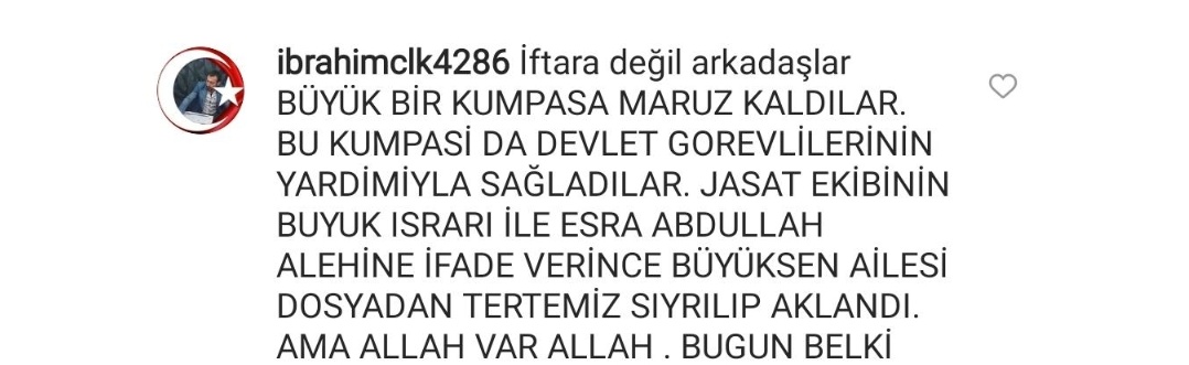 Uzun süredir birkaç kişiyle yaptıkları yorumları analiz ediyoruz. Esra Taş ile ilgili en fazla dedikleri kötü(!) yorum bu. 
Osman Büyükşen e kardeşlerine inandığı için suçlu olduğunu söylerken,bile isteye İFTİRA atan bu kişiye bu hoşgörünn sebebi ne!
#abdullahbaşdemir 
#mugeanli