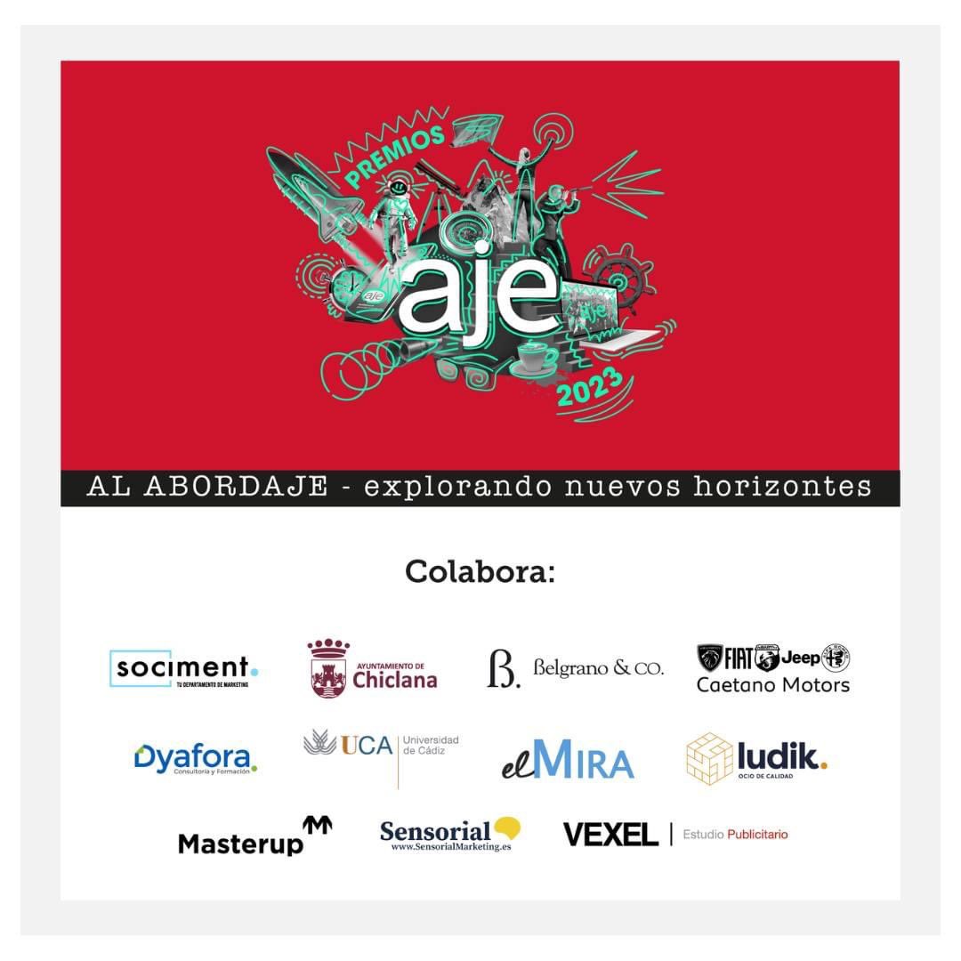Conoce a las once empresas que colaboran en los #PremiosAJECádiz2023 

✅ Sociment  
✅ Ayuntamiento de Chiclana
✅ Belgrano &amp; asesores
✅ Caetano Motors
✅ Dyafora
✅ Universidad de Cádiz
✅ El Mira
✅ Ludik
✅ Masterup
✅ Sensorial Marketing
✅ Vexel

#PremiosAJECádiz2023 ⭕️
