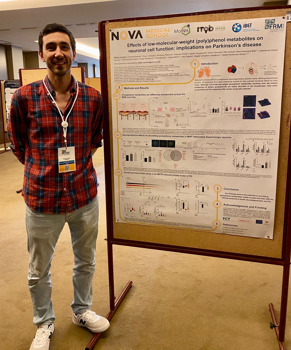 Our <a href="/carecho_rafael/">Rafael Carecho</a> is presenting his work on (poly)phenol metabolites´ effects on in vitro and in vivo PD models in #FRM2023. Thank you <a href="/ERC_Research/">European Research Council (ERC)</a> and <a href="/nova_medschool/">NOVA Medical School</a>!