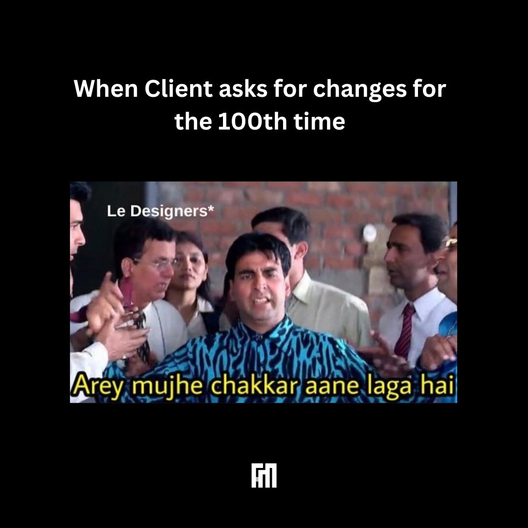 RevexMedia's tweet image. Clients everytime! 🥲
#ClientChanges #DesignersLife #GraphicDesignHumor
#ClientManagement #CreativeProcess
#DesignerProblems #ProjectManagement
#FreelanceLife #AgencyLife #CreativeAgency