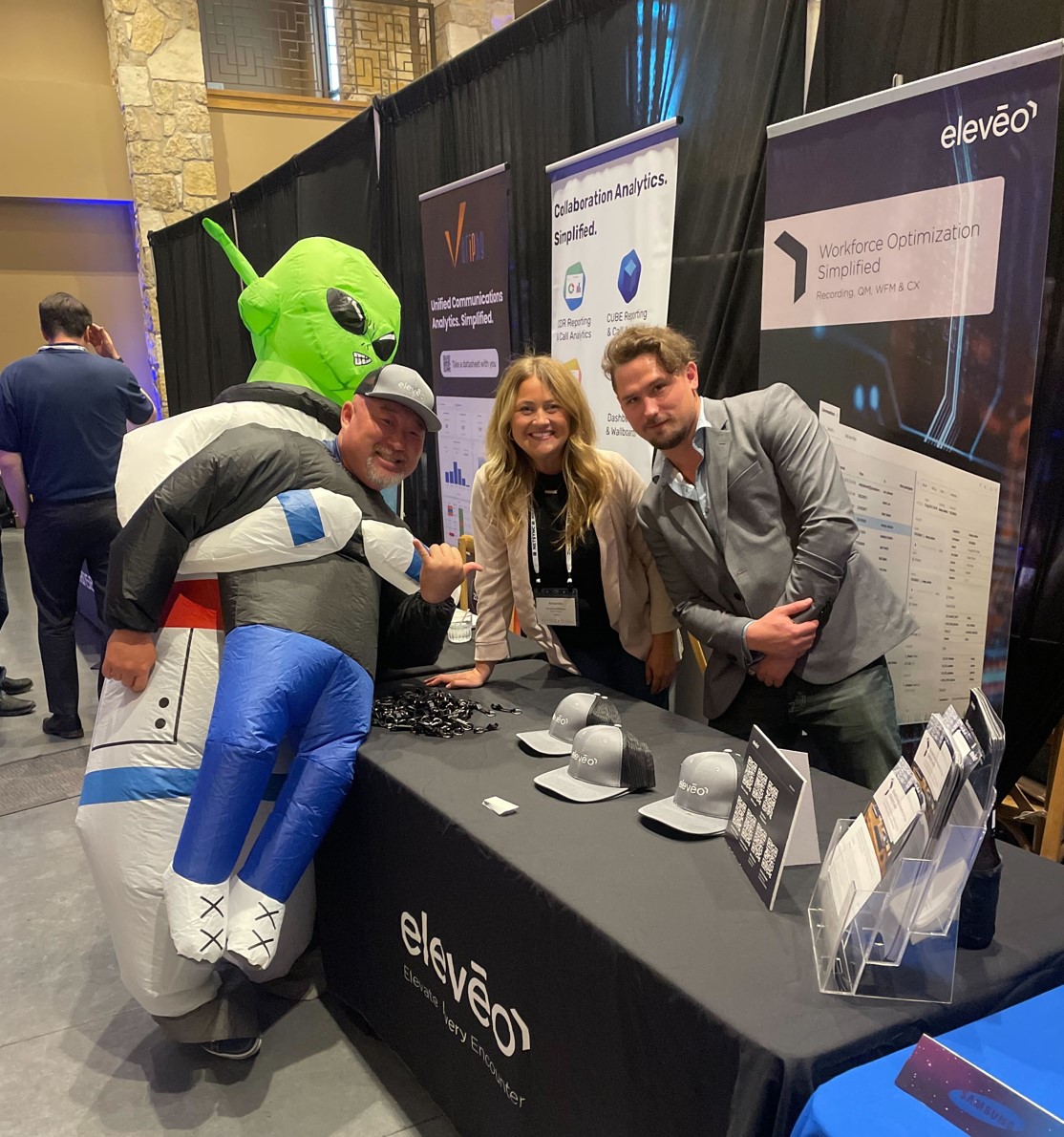 myeleveo's tweet image. Amanda and Cameron in Texas at the #Netsync Sales Kick-Off! Great being a Partner Showcase sponsor, talking Eleveo WFM and our Webex Contact Center integration with our partner reps and, remarkably, a space alien. 

#cloudcontactcenter #wfo #partners