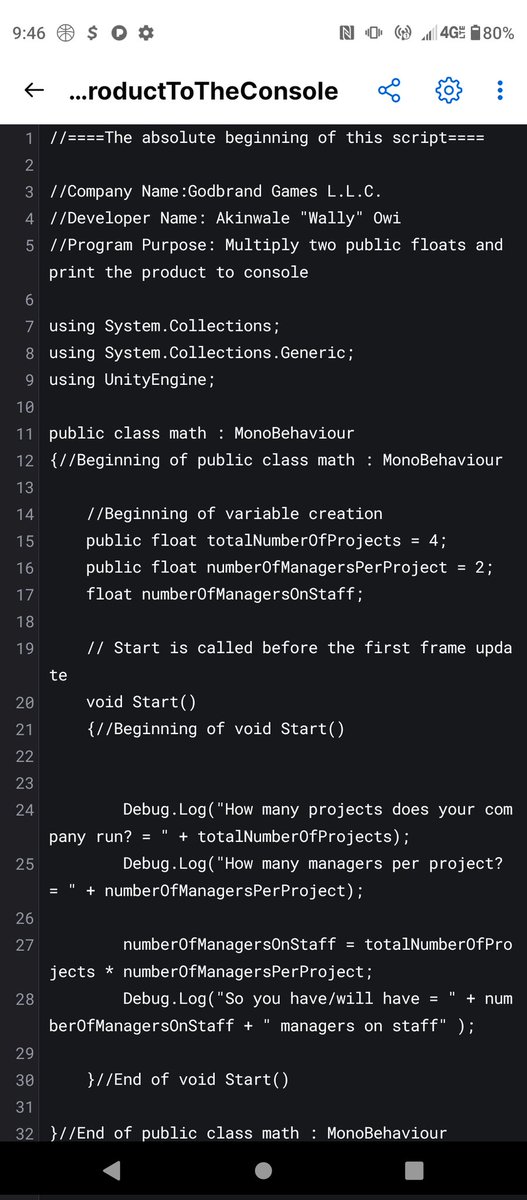 WallyOwi30's tweet image. CSharp with Unity 3D: Multiply two public floats and output the product to the console
#csharpdeveloper #unitydevelopers #unitydev