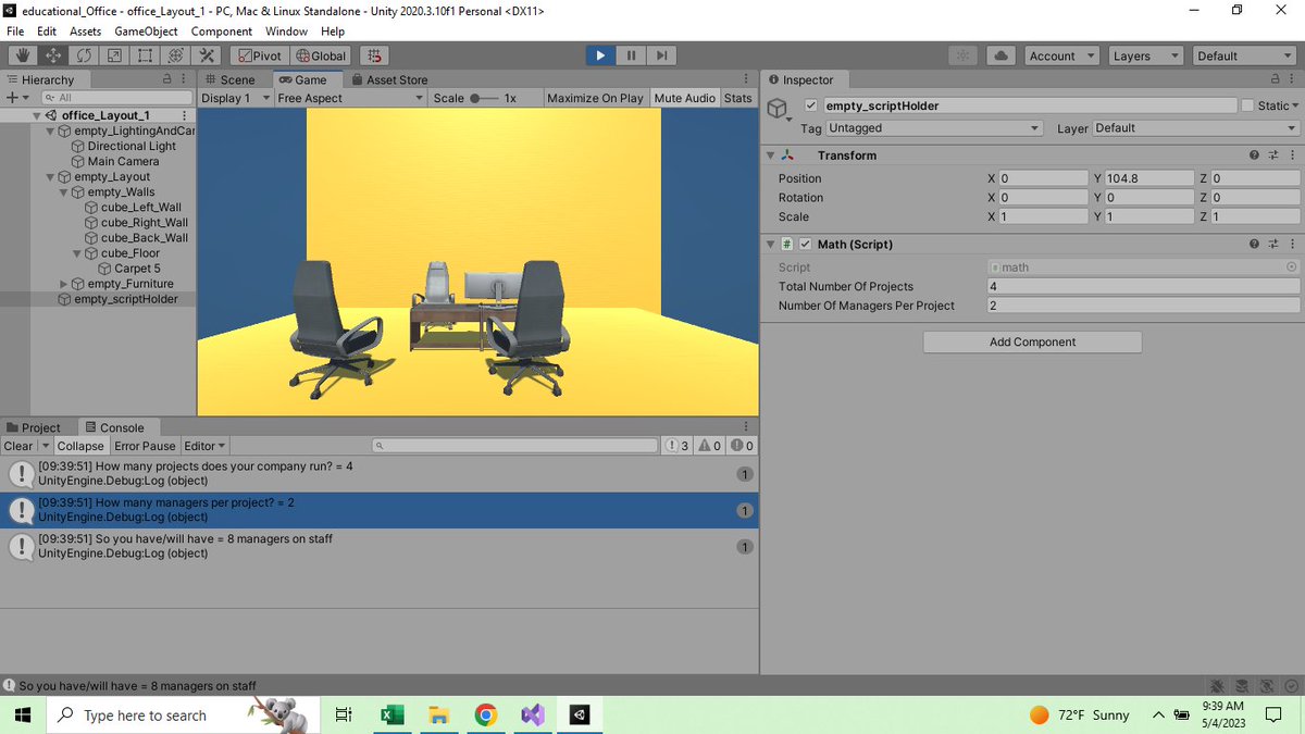 WallyOwi30's tweet image. CSharp with Unity 3D: Multiply two public floats and output the product to the console
#csharpdeveloper #unitydevelopers #unitydev