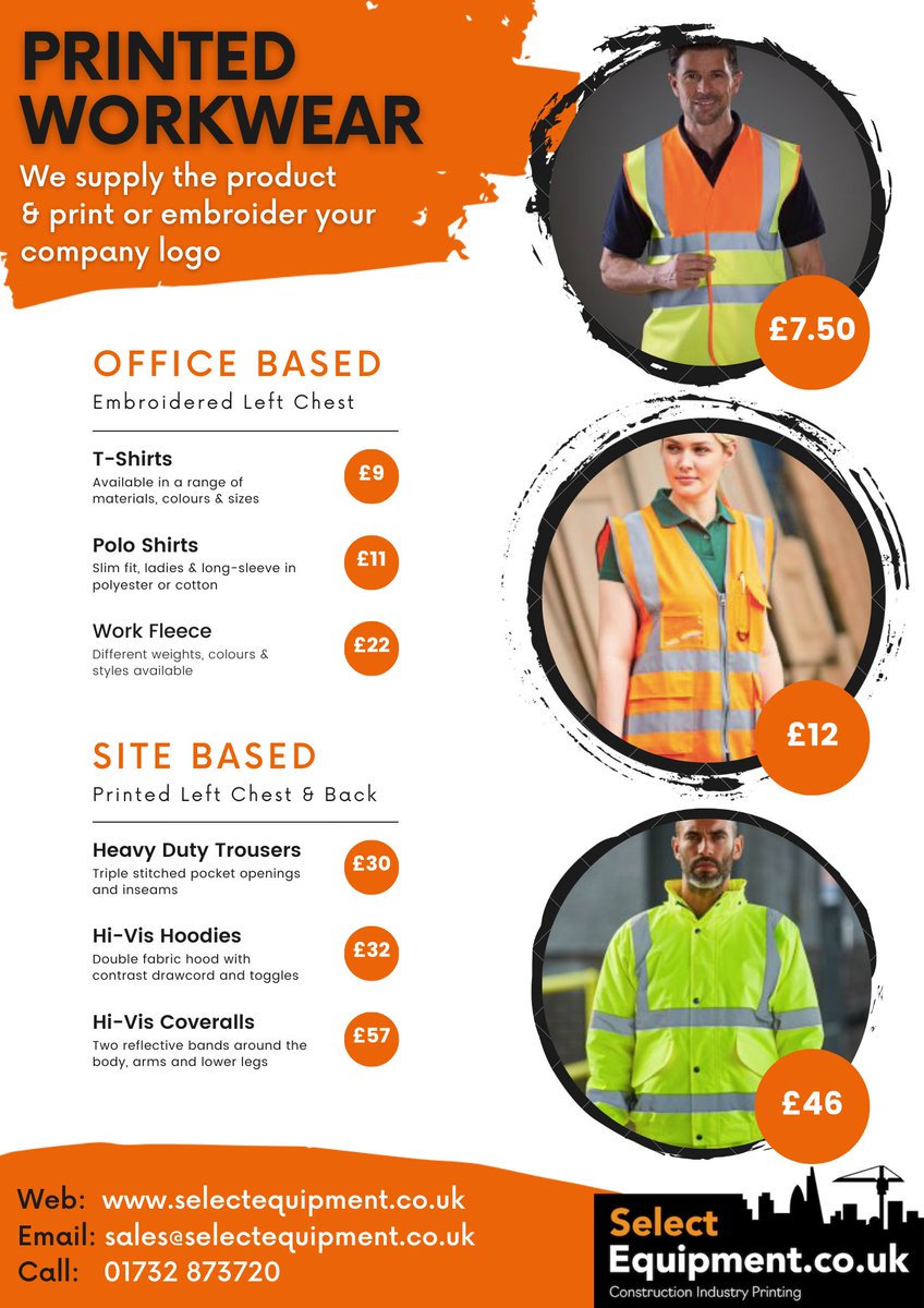 SelectEqLtd's tweet photo. Not only do we print your construction plans, but we can also supply your work clothing #workclothing #construction #HighVis #housebuilding https://t.co/rMkFT6ChbT