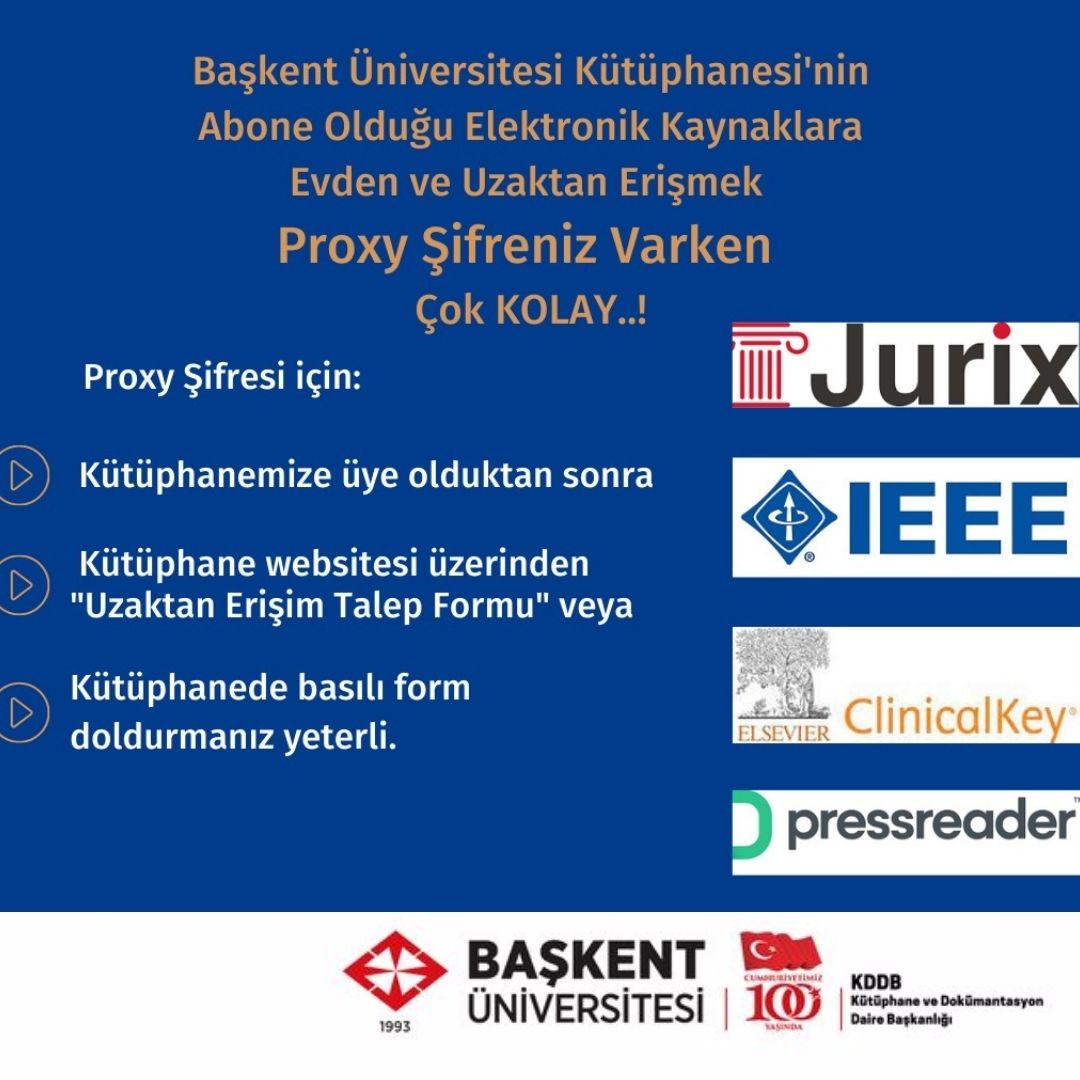 basunivkut's tweet photo. Başkent Üniversitesi Kütüphanesi'nin Abone Olduğu Elektronik Kaynaklara Evden ve Uzaktan Erişmek Proxy Şifreniz Varken Çok Kolay!...

#başkentüniversitesi #baskentuniversity #basunivkut #basunivkutuphanesi #library #kütüphane #üniversitekütüphanesi https://t.co/NOhaj9iZUH