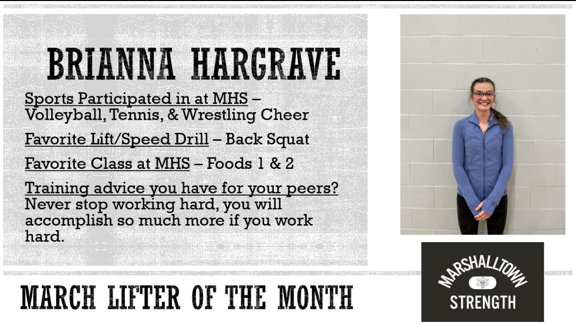 Congrats Brianna on being one of our lifters of the month! #GoBobcats