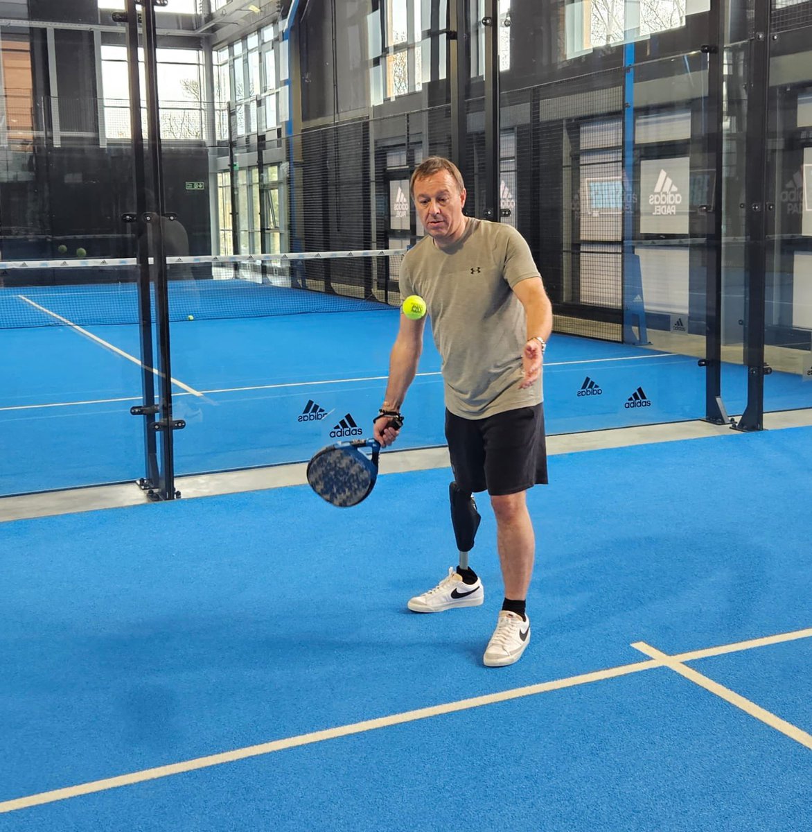 JnhHorn's tweet photo. Fantastic hour of coaching with @ajsimister today - we would love to create a centre @surge for players with amputated limbs - would you like to try padel @ParalympicsGB @the_LTA @WHBTG https://t.co/HxZAZeMy3c