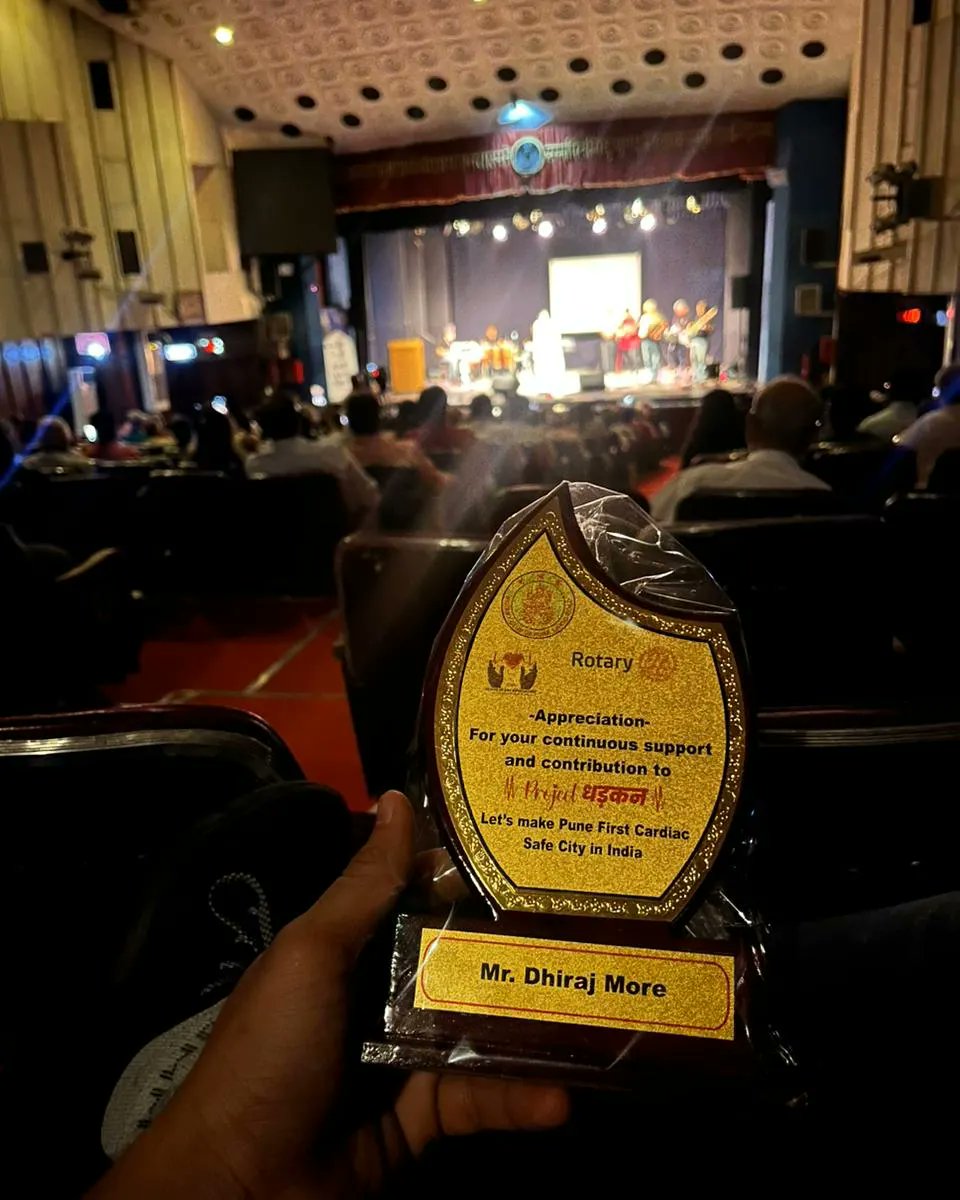 Dhirajpmore's tweet photo. Honored to receive recognition for our efforts in #ProjectDhadkan. It was a privilege working with Rotary Club Pune Laxmi Road in initiative promoting CPR awareness. Thank you for the opportunity and appreciation!
#digitalmarketing #socialmedia #paidads #digital #Seo #DM #Patil https://t.co/qEp6Wa2Bv6