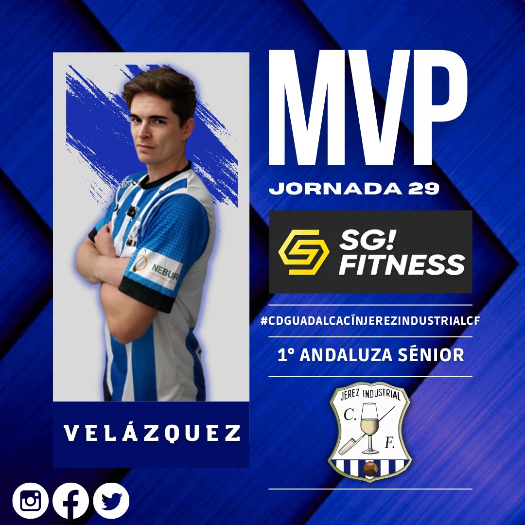JerezInd_CF's tweet photo. •MVP/MEJOR JUGADOR DEL PARTIDO•🔵⚪

#Jornada29

➡️Patrocinado por SG Fitness Jerez 

¡Gracias por su colaboración! 
💙🤍

#JICF #Temp2223 https://t.co/SQzhvZyYc1