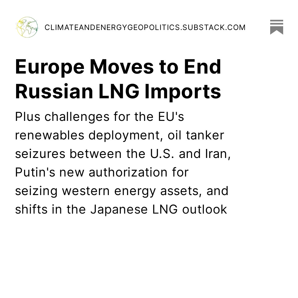 New newsletter out today, exploring some of the key trends around the EU's energy evolution, U.S.-Iran relations, and the future of Japan's role as an LNG trader. Check it out!
…mateandenergygeopolitics.substack.com/p/europe-moves…