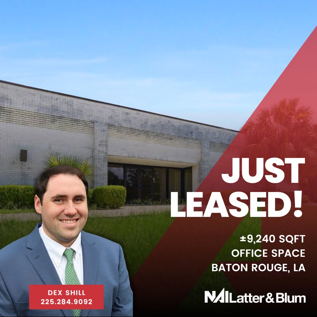 💥Just Leased💥 Congratulations to Dex Shill on his recent lease of ±9,240 SF of Office Space in Baton Rouge, LA! Dex represented both parties in this transaction. Good work, Dex! 👏👏
•
•
#cre #nailatterblum #office #batonrouge #leased #naiglobal