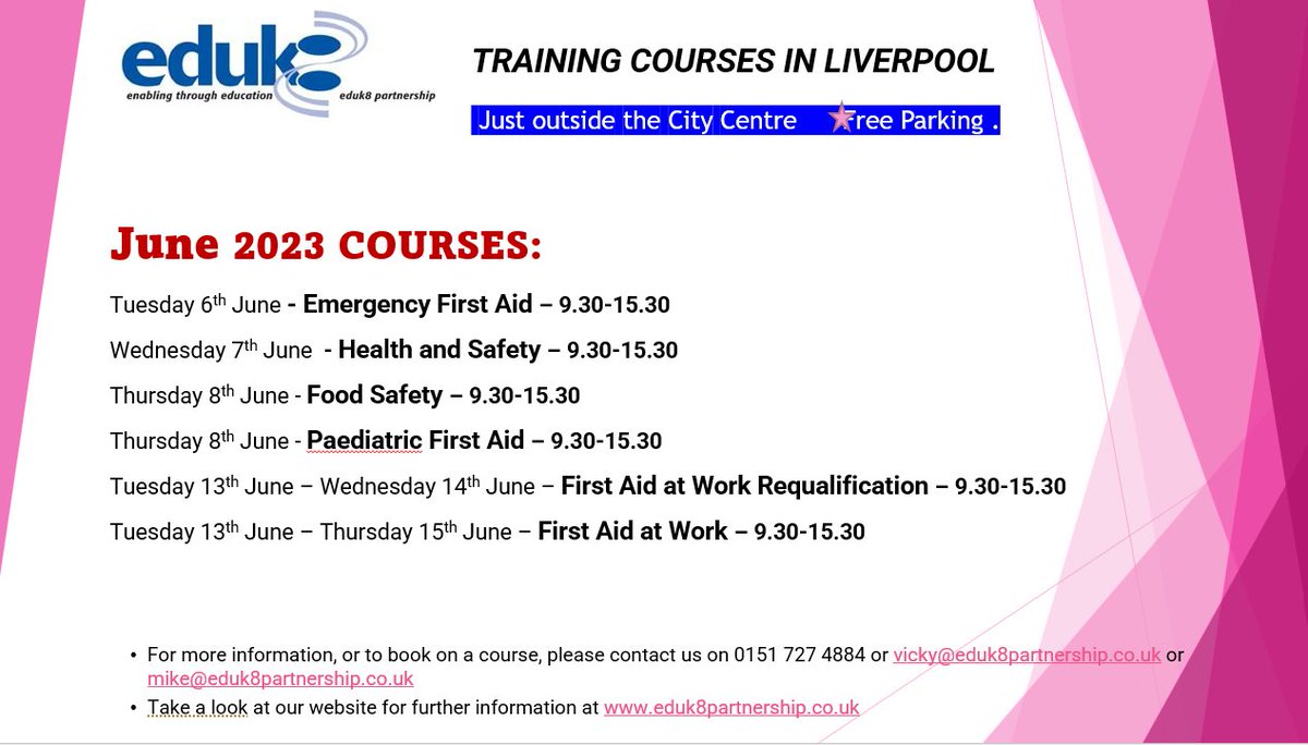 Book on your June 2023 course now. Call us on 0151 7274884 for more information or to book.