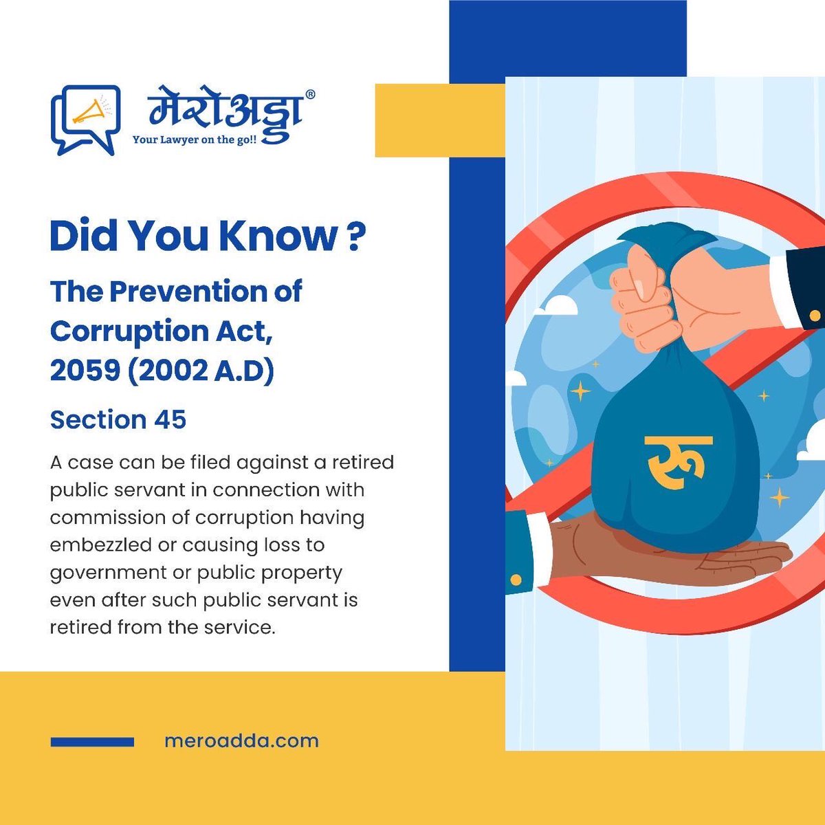MeroAdda's tweet photo. Signup for free Q&As with lawyers from all over Nepal.
#law #smartlaw #lawyer #corruption #retiredofficials https://t.co/oB8xEPZtCo
