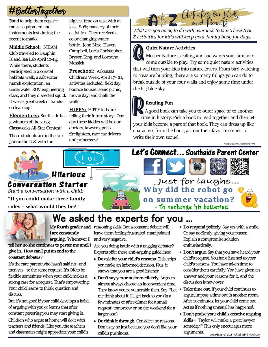 SS_ParentCenter's tweet photo. The @Southside_SD Parent Newsletter is now available.  Visit https://t.co/IWHQaVZ9ZG. 
#TogetherWeCan #bettertogether https://t.co/VYQUdBxxD0