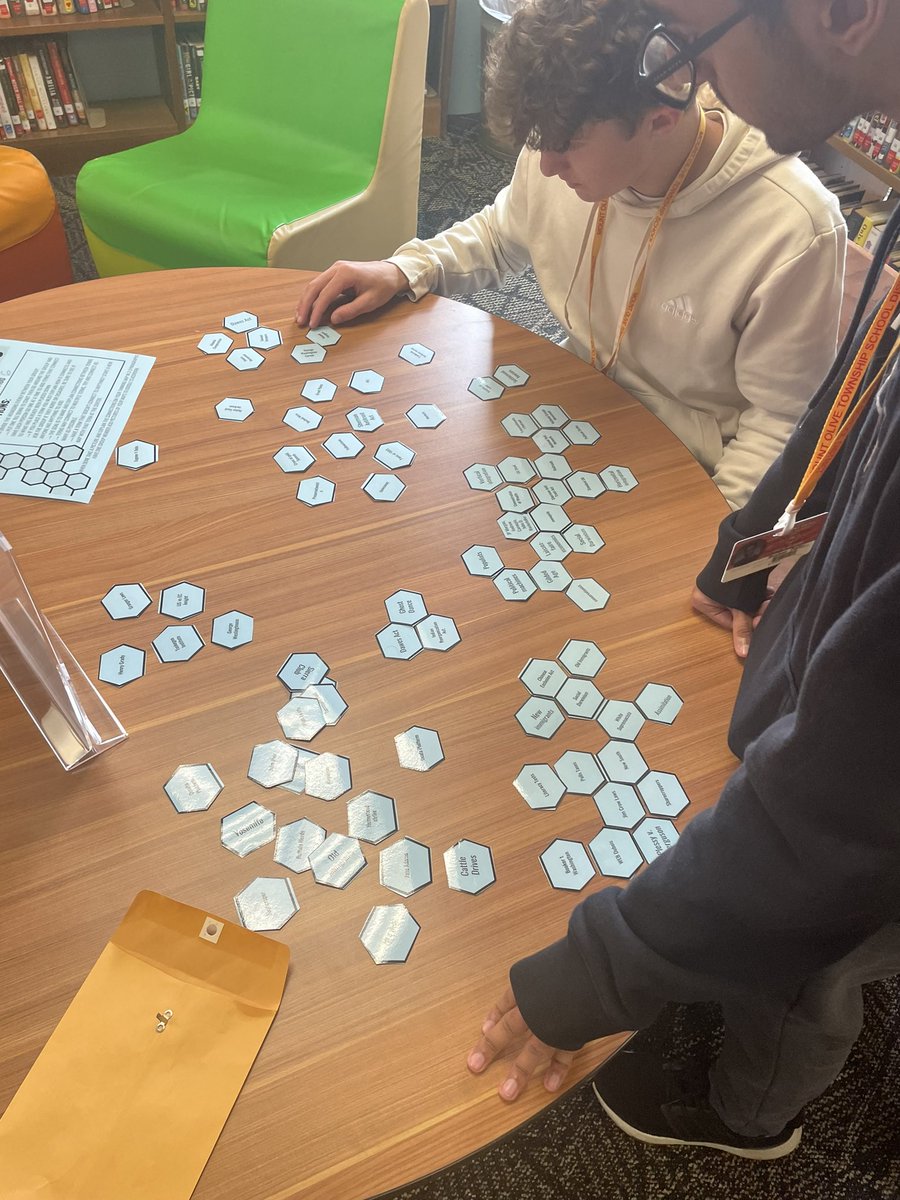 MT_Oilve_SSdept's tweet image. Mr. Gryz’s APUSH review using hexagonal thinking !!! Six sides but they will score fives on the AP exam!!! @MountOliveTSD @PrincipalMOHS #striveforafive