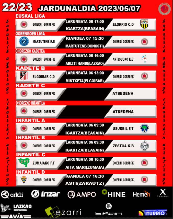 neskak
#goierri 
#gorri
#aiztondo
#futbola
#infantilak
#partiduak
