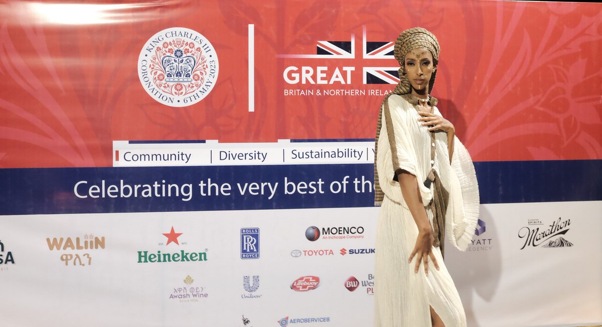 UKinEthiopia's tweet image. In honour of HRH King Charles III’s passion for the environment, our celebration of his #Coronation was all about sustainability, with zero plastic, a sustainable Anglo-Ethiopian fashion show, and wild flower planting.

Huge thanks to our guests &amp;amp; sponsors who made it so special.