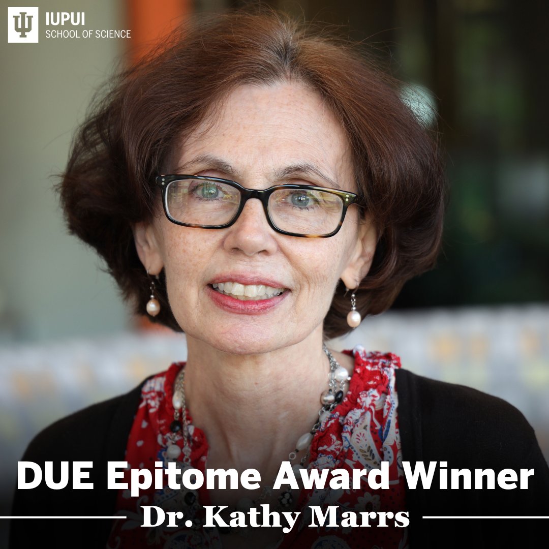 School of Science at IU Indianapolis (@iuiscience) on Twitter photo Congratulations to @IUPUIBiology professor Dr. Kathy Marrs for being recognized as a winner of the inaugural DUE Epitome Award! 👏
This award, nominated solely by students, is given to exemplary faculty and staff who support the success of undergraduate students at IUPUI. Congratulations to @IUPUIBiology professor Dr. Kathy Marrs for being recognized as a winner of the inaugural DUE Epitome Award! 👏
This award, nominated solely by students, is given to exemplary faculty and staff who support the success of undergraduate students at IUPUI.