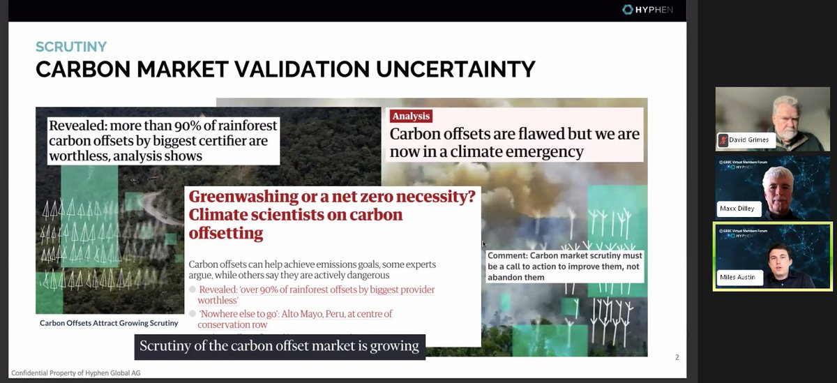 GBBC_io's tweet photo. @HYPHEN_AG @WMOPstPresident @DianaZalles There's ultimately a dire need for the improvement and verification of #carboncredits and offsets ✅

As these problems start to be revealed, it creates more risk for investors.

-Miles Austin, @HYPHEN_AG https://t.co/gV2nEuRBQU