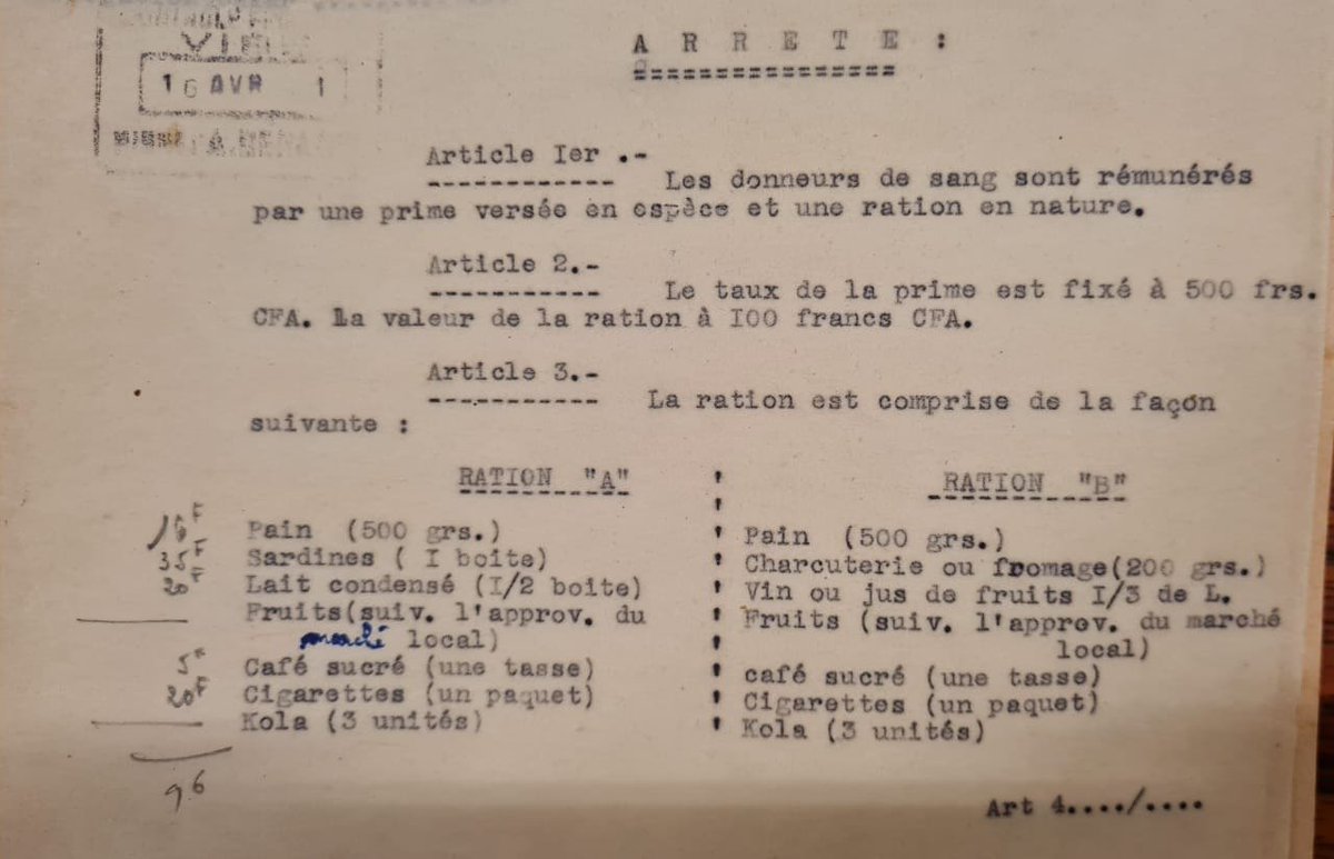 ValeryRidde's tweet photo. En 1952 à Dakar, les donneurs de sang sont rémunérés et reçoivent une ration comprenant ... des cigarettes ! 
@Breton_e @IUHPE @ACT_SansTabac @lasdel_labo @ed4socialchange @EFS_Sante @DocteurTissot https://t.co/B2Ro4wmkrE