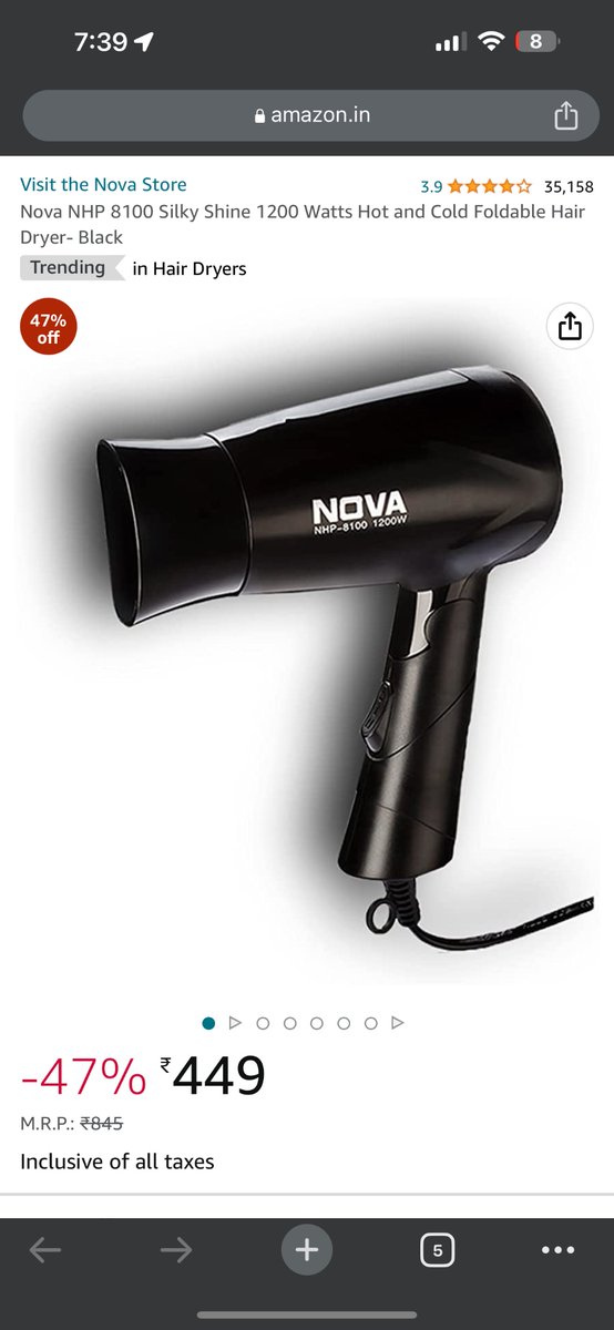 amitpate8's tweet photo. @CRED_club what kind of scam are you running in below snapshot.

In the spin the wheel contest you pffer me a hairdryer for 449+ 2000 cred coin which ultimately is available on amazon for same price with free delivery. Please stop scamming the customer. https://t.co/ERrXLEihoT