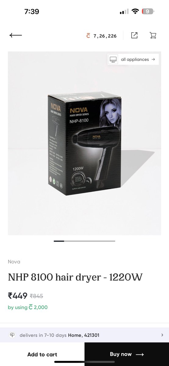 amitpate8's tweet photo. @CRED_club what kind of scam are you running in below snapshot.

In the spin the wheel contest you pffer me a hairdryer for 449+ 2000 cred coin which ultimately is available on amazon for same price with free delivery. Please stop scamming the customer. https://t.co/ERrXLEihoT