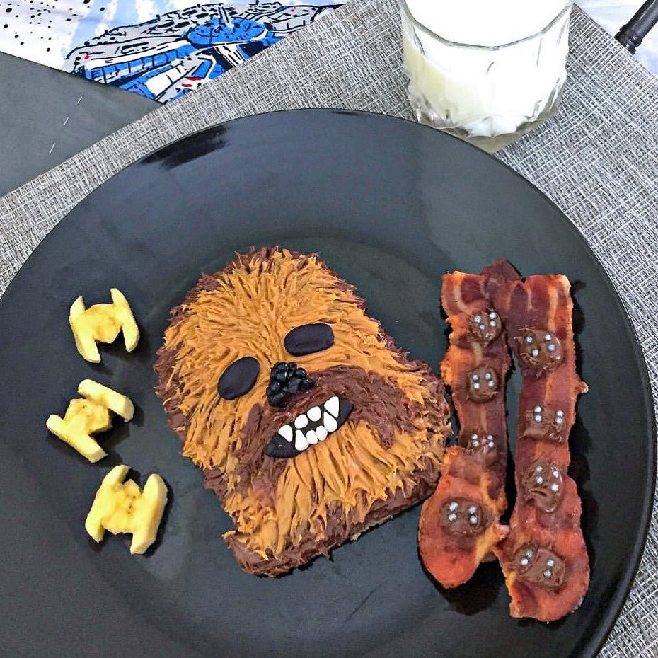 Happy #StarWarsDay! May the 4th be With You! I hope you enjoy a breakfast like my Chewbacca roast, Chewy bandolier bacon, and banana TIE Fighters!

#MayThe4th <a href="/starwars/">Star Wars</a>